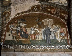 Folkräkningen, Maria och Josef före Herodes den store (mosaik 1310-1320) av Byzantine