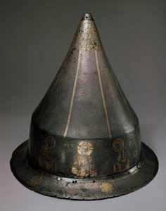 Stål-, guld- och silverhjälm med Deesis, bysantinskt, 1200-tal