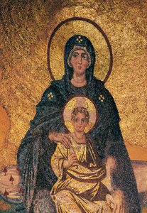 Jungfru och barn på tronen (mosaik) av Byzantine Byzantine
