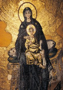Jungfru och barn på tronen (mosaik) av Byzantine Byzantine