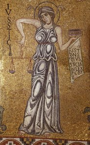 Rättvisedetalj av interiörmosaiker i St. Marks-basilikan, 1100-talet