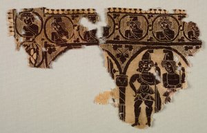 Halsprydnad av en tunika, 400-tal (väv av gobeläng med extra inslagsomslag, ofärgat linne och färgad ull) av Byzantine Period Egyptian