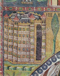 Detalj av Jerusalem (mosaik) av Byzantine School