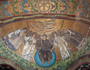 Italien, Emilia-Romagna, Ravenna, Basilica of San Vitale, Absidial bassängmosaik av Byzantine School