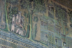 Mosaiker på västra portiken, 800-talet (mosaik) av Byzantine School
