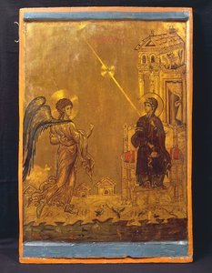 Bebådelsen (tempera på panelen) av Byzantine School