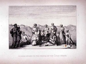 Homer Singing to the People on the Chian Strand, graverad av B. Barloccini, 1849