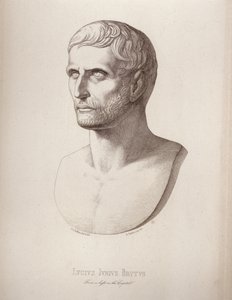 Porträtt av Lucius Junius Brutus, graverad av B. Barloccini, 1849
