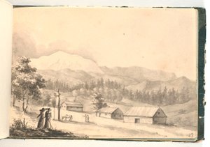 Skiss av en stående man i profil av C.F. Zeuthen