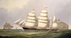 Barken "Udaunted" utanför Ailsa Craig, med handelsfartyg bortom av C.H. Fyfe
