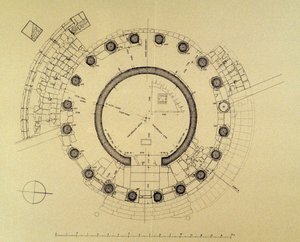 Planritning av Temple of Vesta eller Hercules Victor, av den tyske arkeologen Friedrich Rakob (1931-2007) (foto)