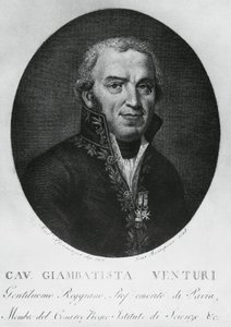 Porträtt av Giovanni Battista Venturi (1746-1822), italiensk fysiker, diplomat, vetenskapshistoriker och upptäckare av Venturi-effekten, gravyr