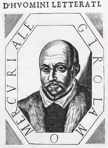 Porträtt av Girolamo Mercuriale (1530-1606), italiensk läkare och filosof, bläckteckning av J.B. and Brown J. Rowbotham