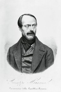 Porträtt av Giuseppe Mazzini (1805-1872), italiensk patriot, politiker, filosof och journalist, gravyr