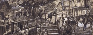 En församlingsscen från 1600-talet (gouache på papper) av C.L. Doughty