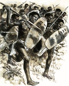 Abessinska stamfolk anfaller fortet vid Gura 1875 av C.L. Doughty