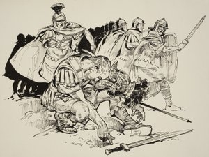 Kejsar Julianus död (331-63) (gouache på papper) av C.L. Doughty