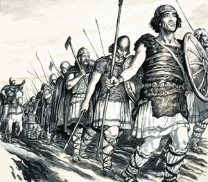 Hjälte eller skurk The Iron Invader (gouache på papper) av C.L. Doughty