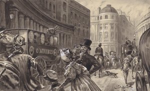 Hästdriven omnibus, London (gouache på papper)