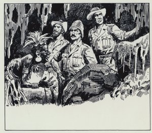 Illustration till King Solomons Mines (gouache på papper) av C.L. Doughty