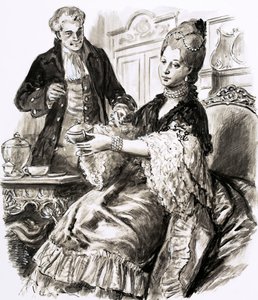 Josiah Wedgwood med drottning Charlotte (gouache på papper)