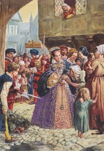 Mary Tudor (1515-58) (gouache på papper) av C.L. Doughty