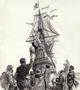 Den gyllene hinden (gouache på papper) av C.L. Doughty