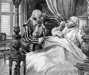 Londons borgmästare, irriterad över att ha vaknat av vad som visade sig vara den stora branden i London (litografi) av C.L. Doughty
