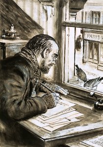 Ordets krigare, Emile Zola (gouache på papper) av C.L. Doughty