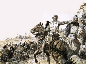 Oidentifierad stridsscen med soldat som pekar på kungen av C.L. Doughty