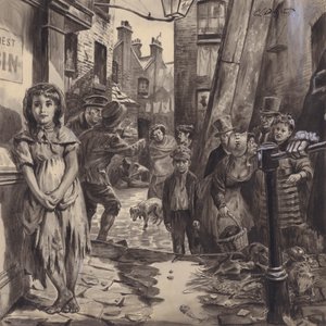 Viktoriansk slum (gouache på papper) av C.L. Doughty