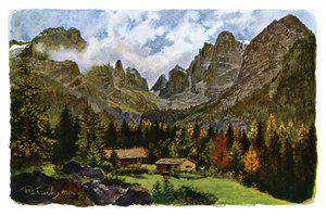 Lake Nambino och Brentagroup, Tyrolen, 1901 av CM Reisch