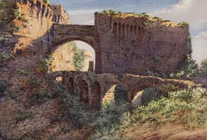 Castel Castruccio Castracani, Sarzana (färg litho) av C.T.G. Formili