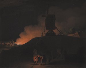En eld på natten av Christoffer Wilhelm Eckersberg
