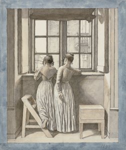Vid ett fönster i konstnärens studio av Christoffer Wilhelm Eckersberg