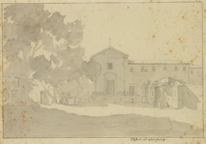 Kapucinerklostret vid Castel Gandolfo sydost om Rom. av Christoffer Wilhelm Eckersberg