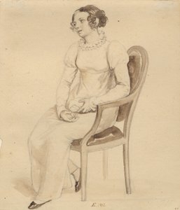 En dam som sitter i en fåtölj, vänd mot fönstret av Christoffer Wilhelm Eckersberg