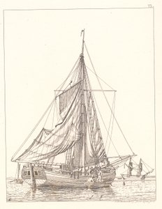 En dansk yacht som torkar segel i lugnt väder av Christoffer Wilhelm Eckersberg