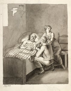 En döende far förenar ett ungt par av Christoffer Wilhelm Eckersberg