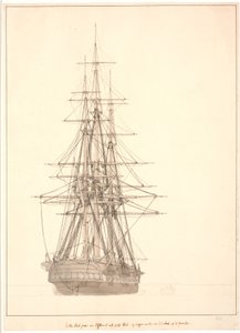 En fregatt sett från aktern av Christoffer Wilhelm Eckersberg