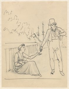 En kvinna får allmosor av Christoffer Wilhelm Eckersberg