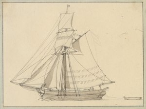 En slup under segel. av Christoffer Wilhelm Eckersberg