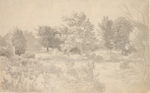 En inhägnad med träd av Christoffer Wilhelm Eckersberg