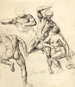 Figurstudier - tre män och en hona av Christoffer Wilhelm Eckersberg