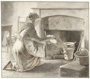 Maten är lagad. Eckersbergs värdinna i Paris (?) av Christoffer Wilhelm Eckersberg