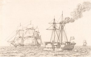 Paddelångare och segelfartyg av Christoffer Wilhelm Eckersberg