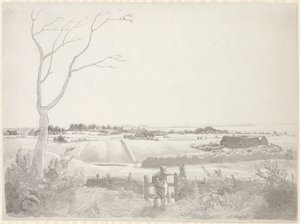 Landskap med bondflicka vid en sten av Christoffer Wilhelm Eckersberg