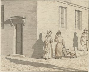 Linjärt perspektiv som applicerat i målning - Platta VII, 1 - A Street Corner Encounter av Christoffer Wilhelm Eckersberg