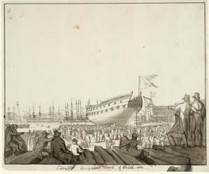 Linjefartyget Prins Christian Frederik går på grund av Christoffer Wilhelm Eckersberg