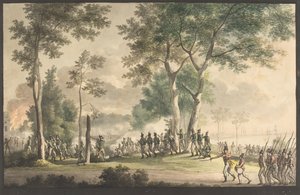 Livsjägarnas utgång i Classens trädgård 31 augusti 1807. av Christoffer Wilhelm Eckersberg